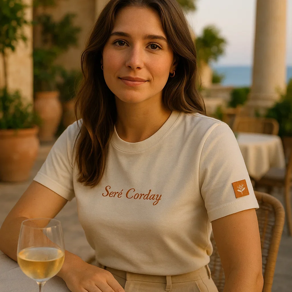 Woman wearing personalized shift for hospitality venues
